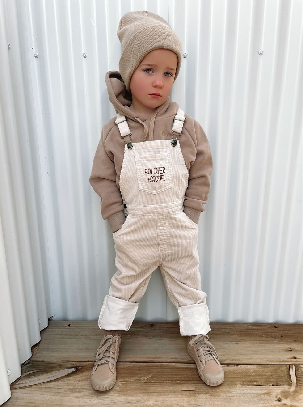 Corduroy Overalls: Oat