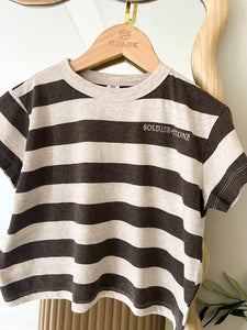 Striped Tee- Chocolate