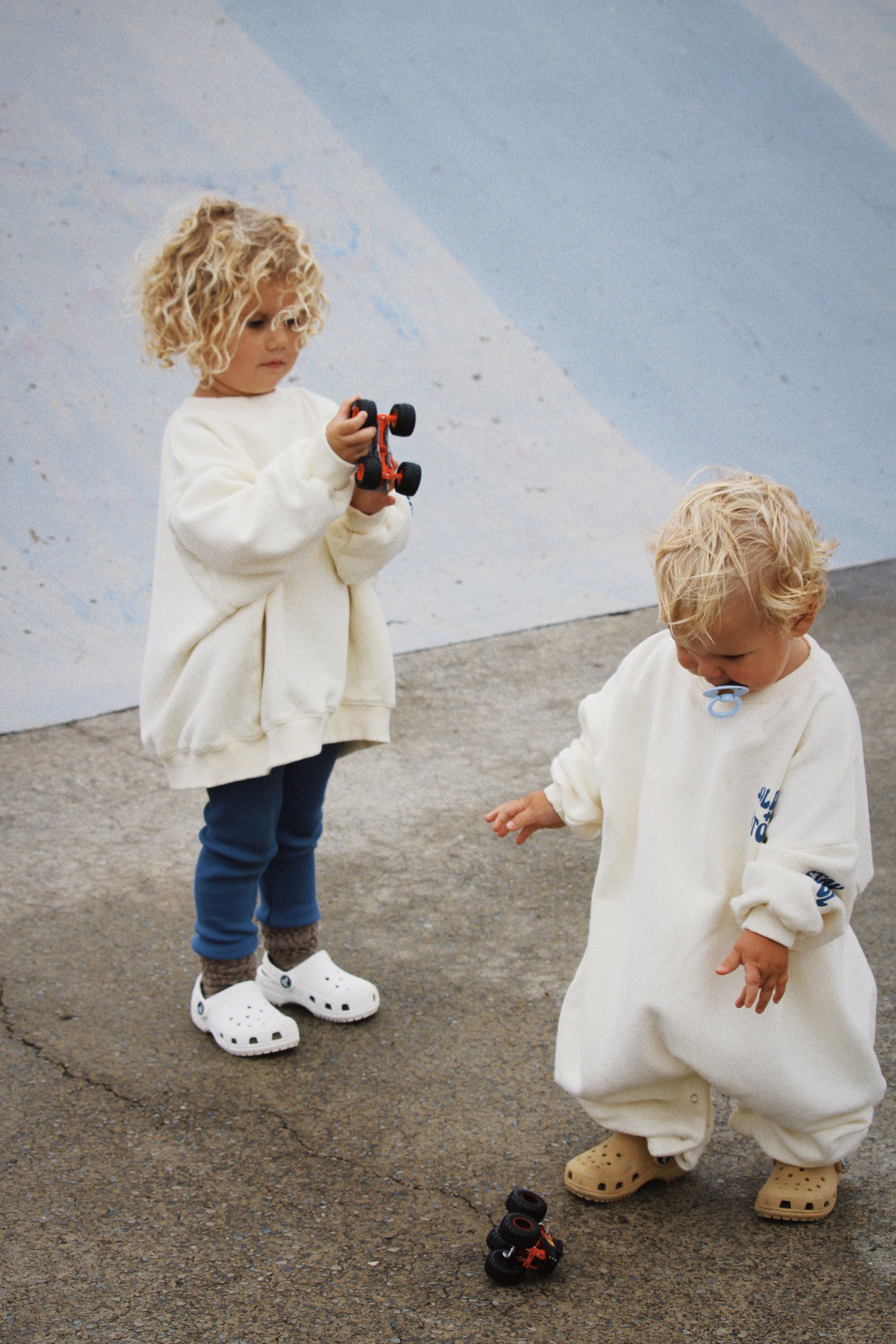 Stay Cool Romper- Cream and Cobalt