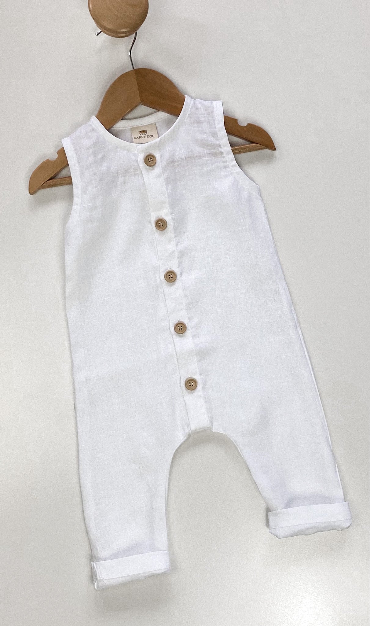 Sand Dune Overalls: Ocean (White)